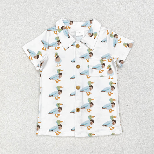 duck print button up polor t shirt boy clothes