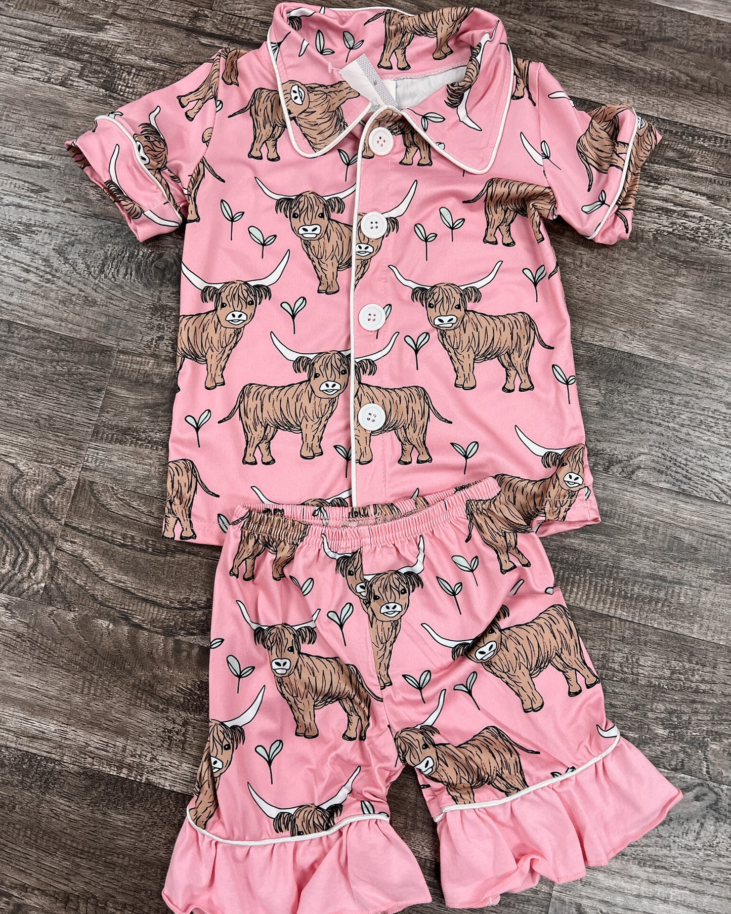 short sleeve highland pink pajamas outfit