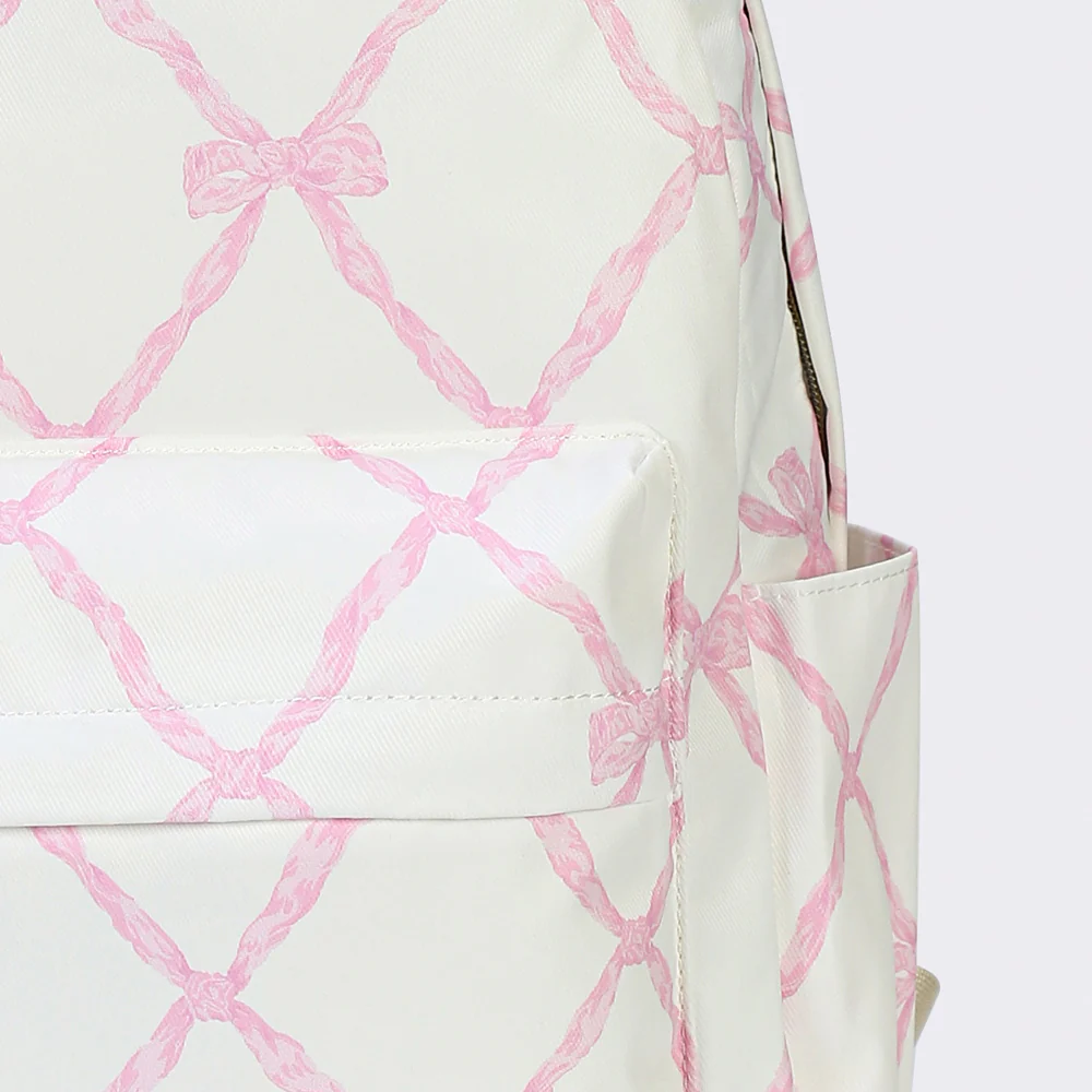 pink bow print children backpack