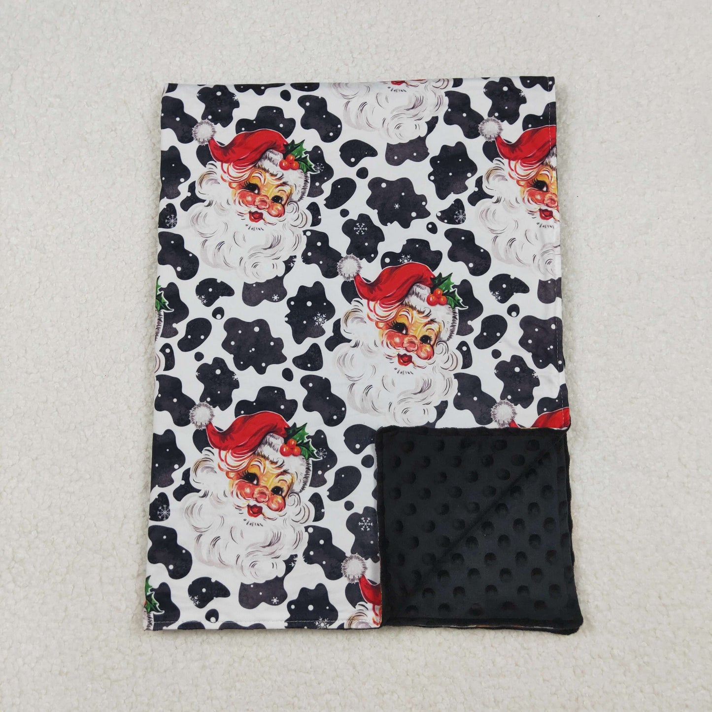 santa cow print Christmas baby blanket
