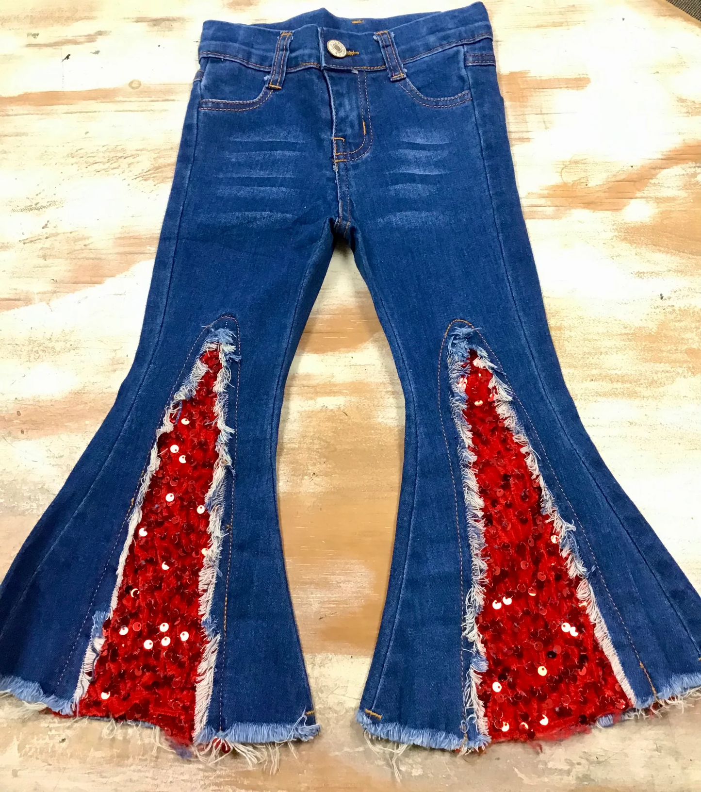 red sequins bottom jeans for Christmas