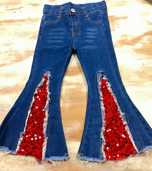 red sequins bottom jeans for Christmas