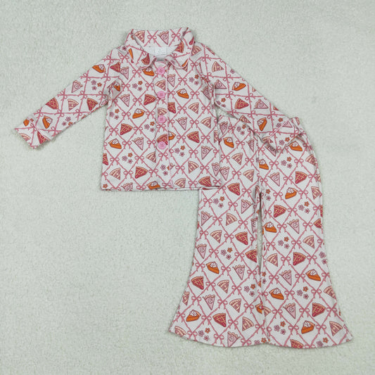 pink bow pumpkin pie two pieces baby girl button down pajama