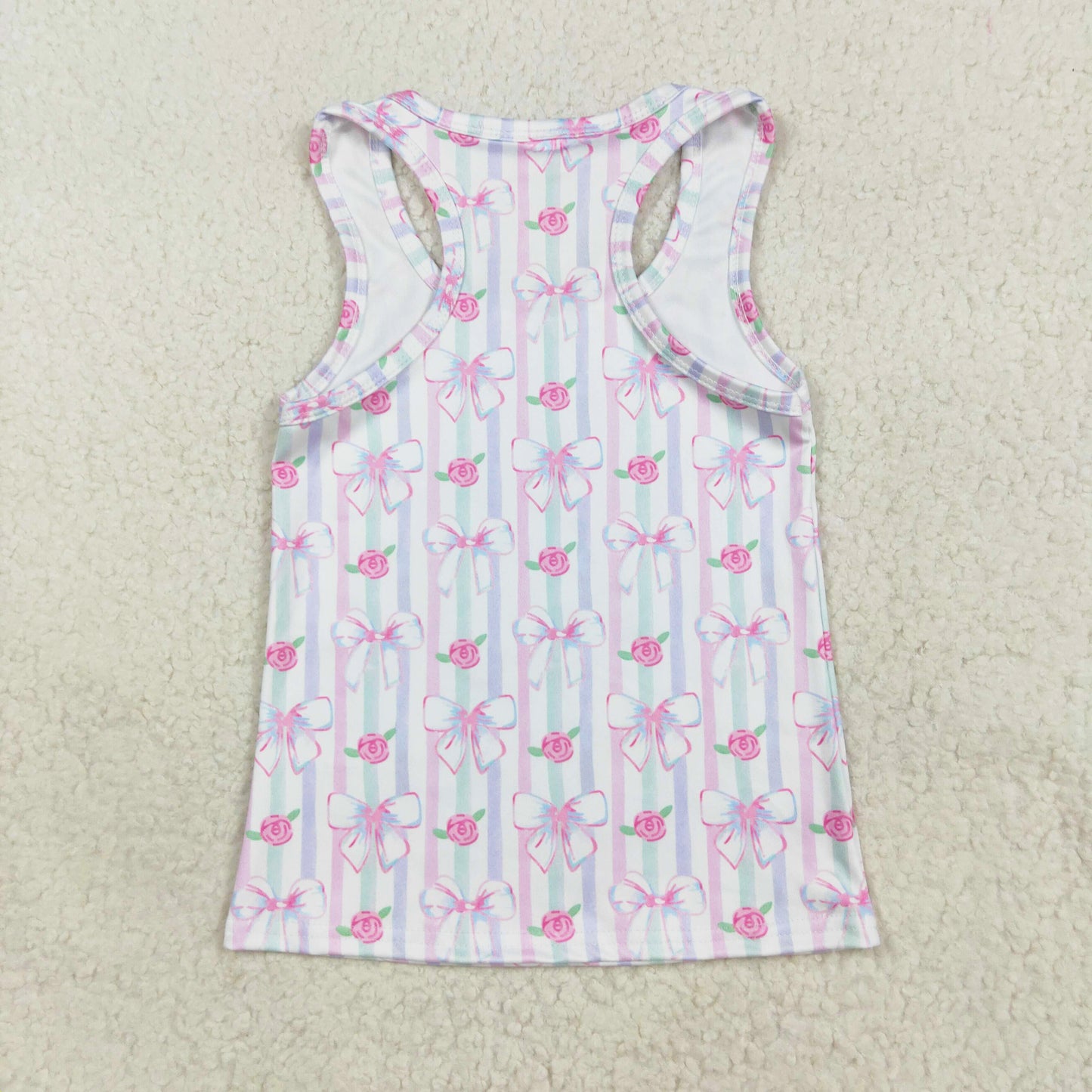 bow floral girls athletic tank top