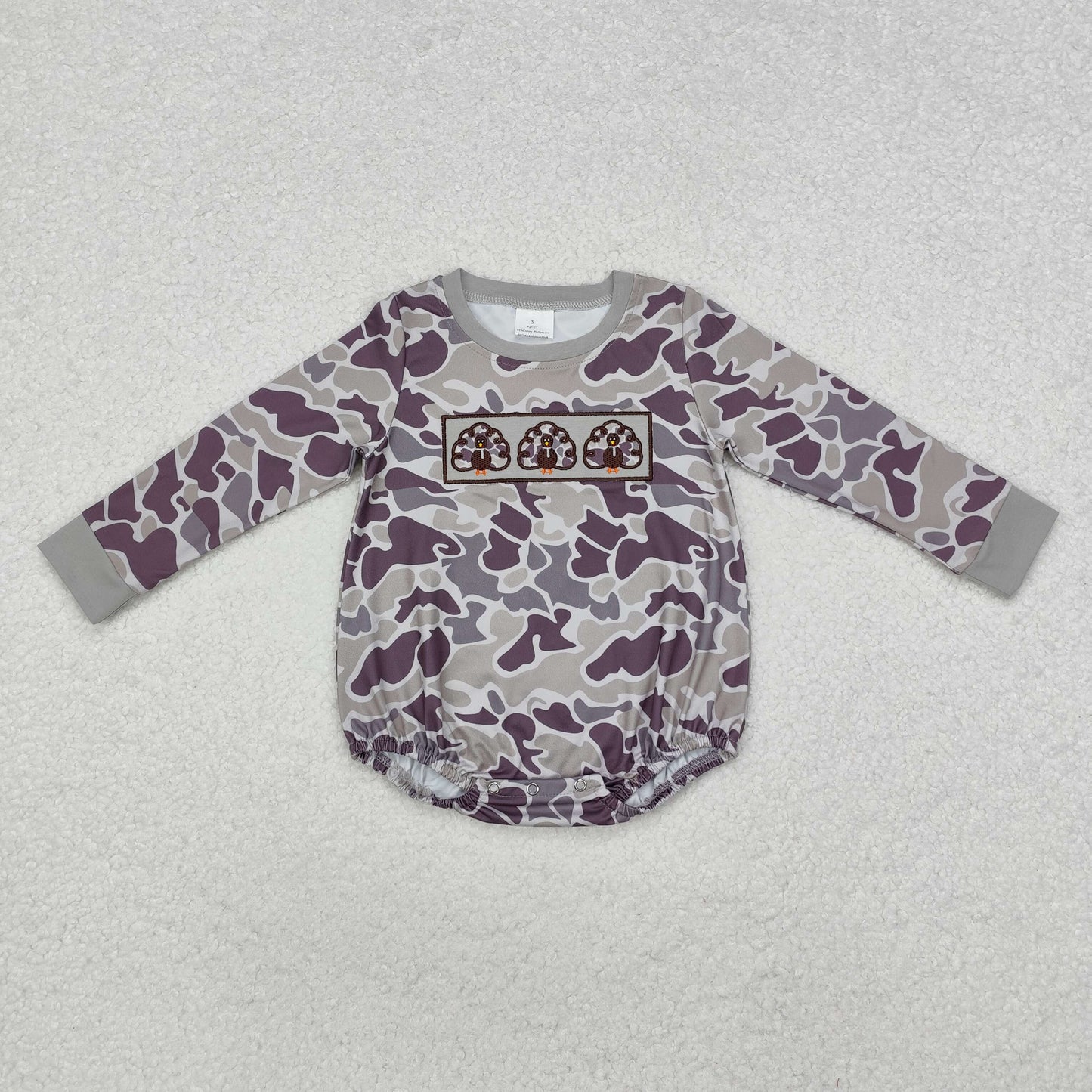 baby boy camo turkey embroiderd romper