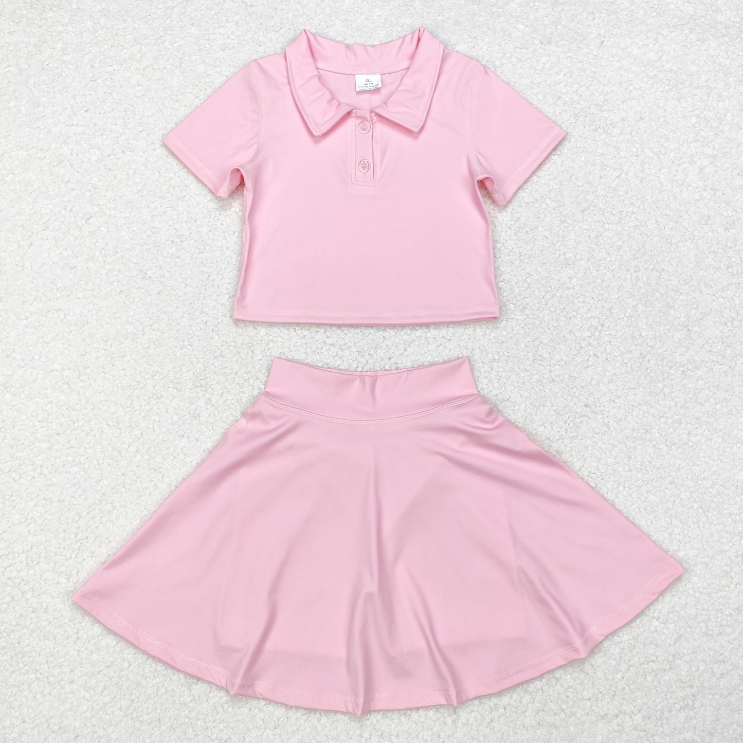 little girl pink polo yoga two piece activewear