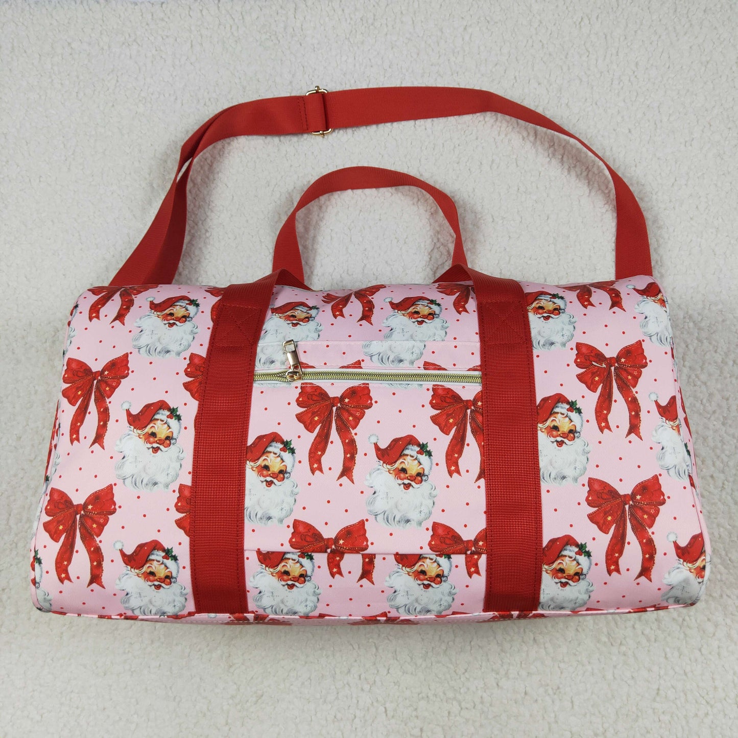 red bow santa duffel & gym bag for Christmas