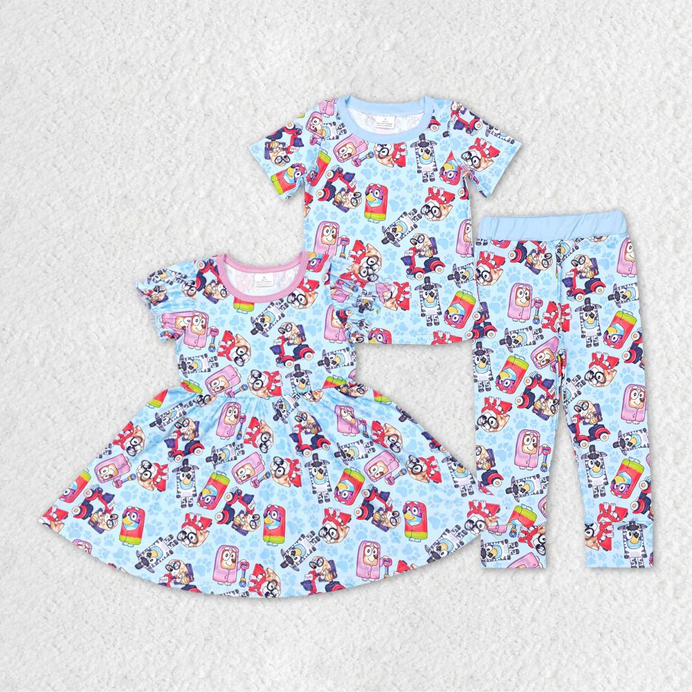 Cartoon Dog Print Sibling Matching Clothes