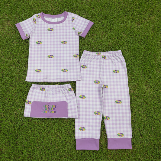 purple gingham king cake mardi gras girls pajama