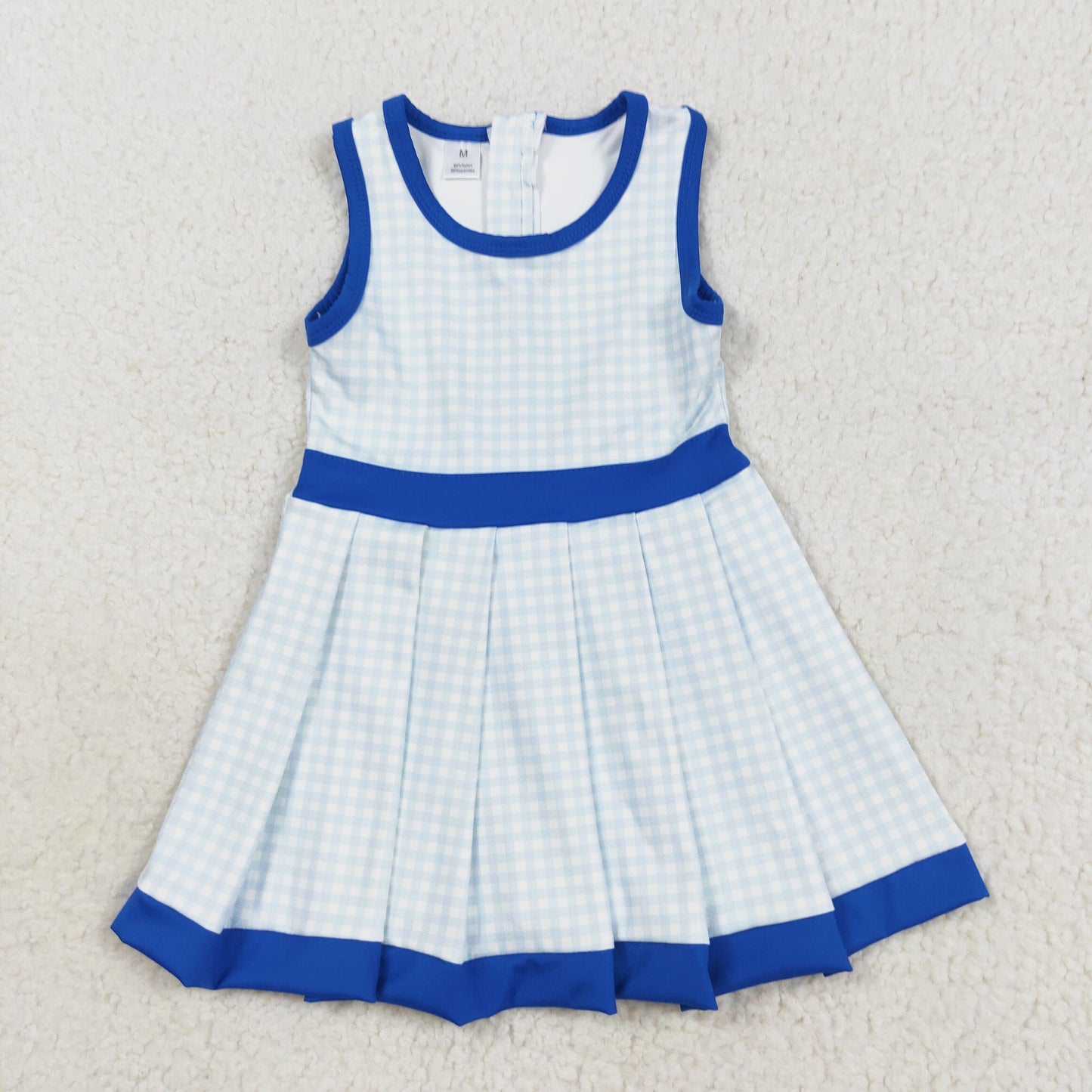 sports blue plaid athletic pleated dress
