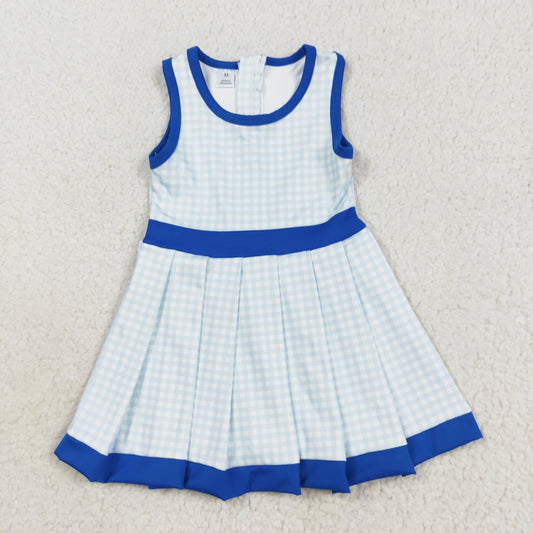 sports blue plaid athletic pleated dress