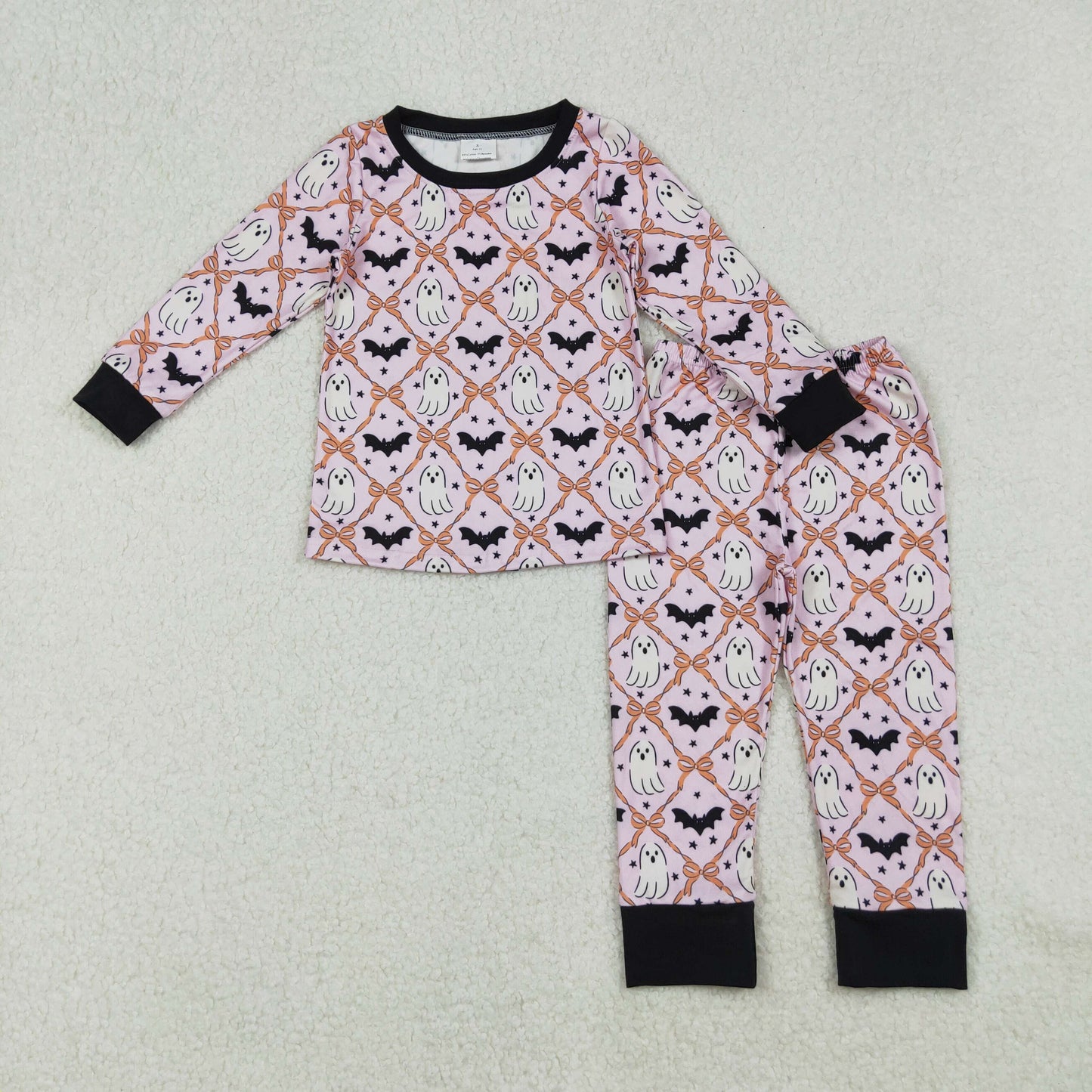 boo bat print girl Halloween two pieces pajama