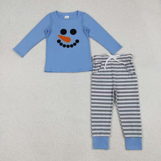 snowman embroidery boy jogger outfit winter clothes