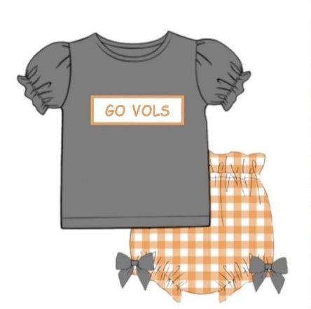 Custom order team baby girl bummie set go vols