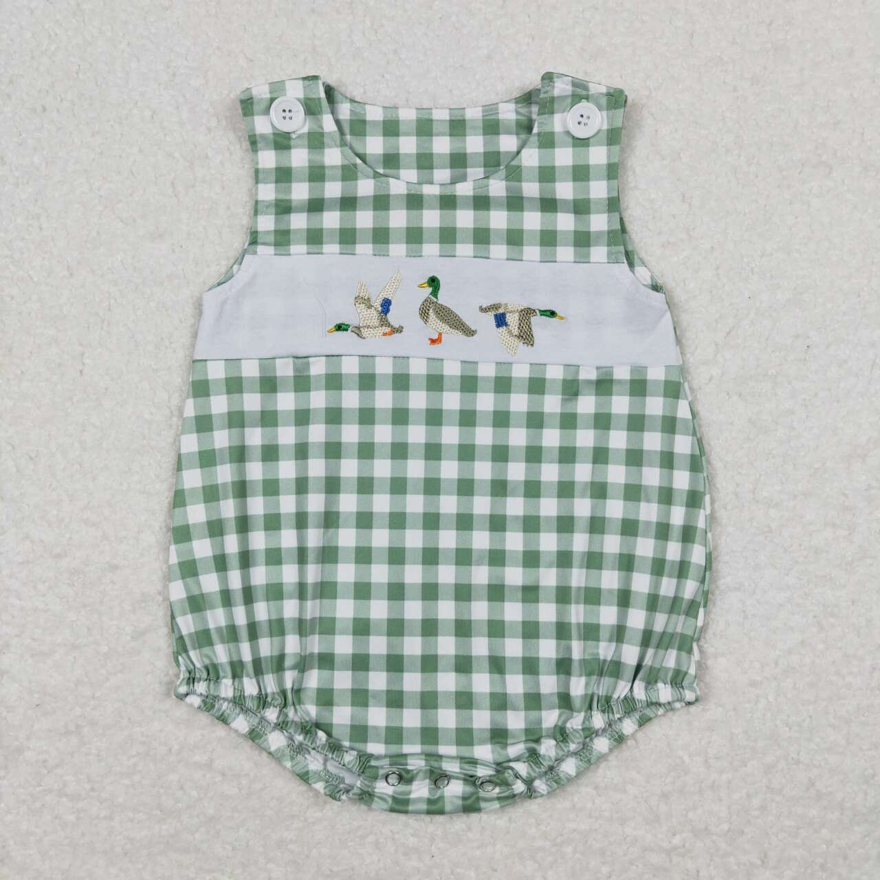 SR1066 USA Warehouse Green Plaid Embroidery Mallard Bubble
