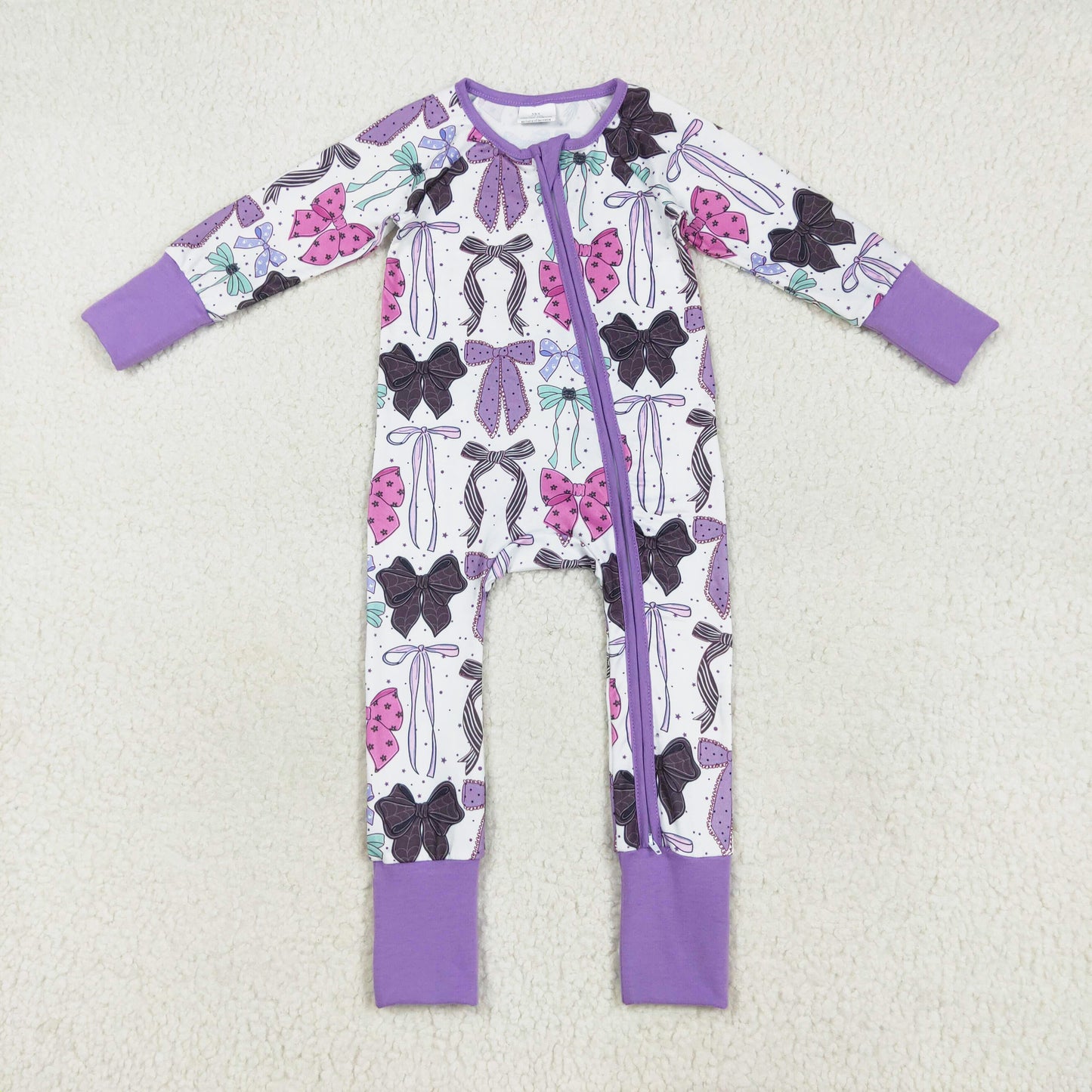 long sleeve Halloween bow coquette zip sleeper