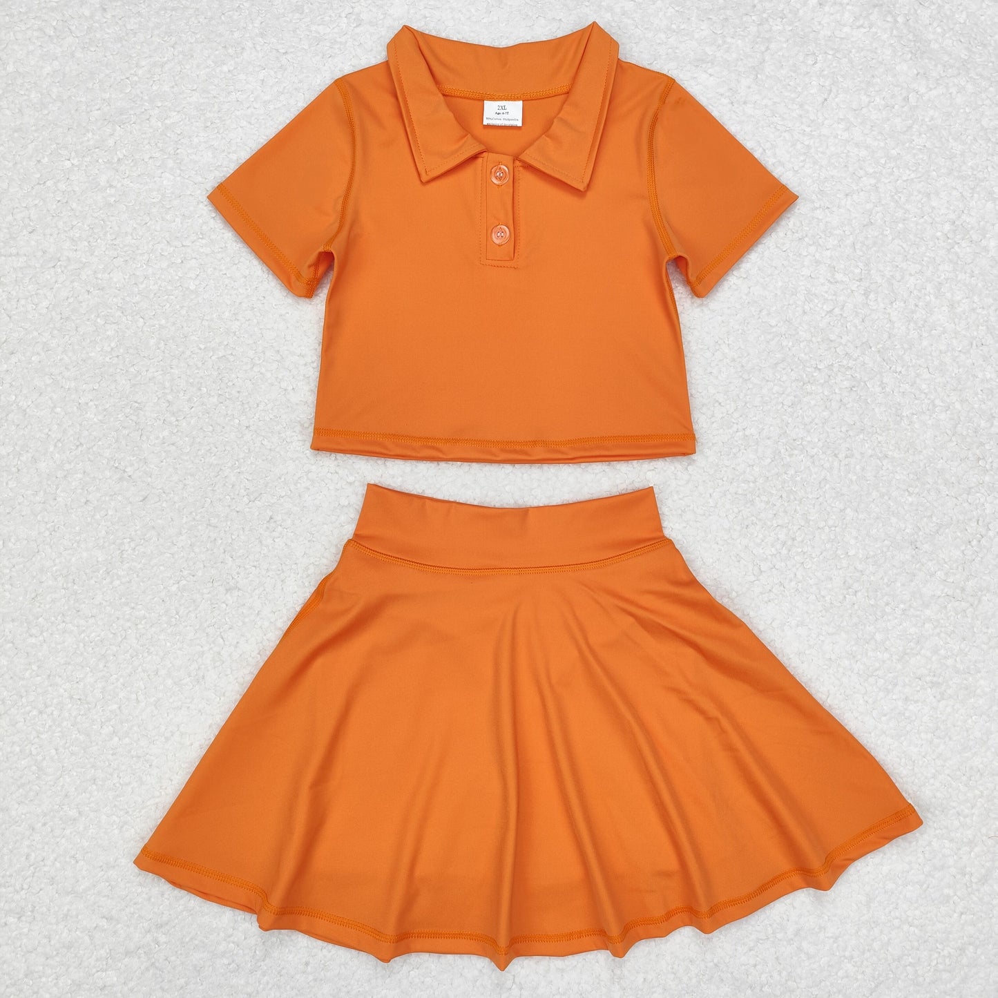 little girl orange yoga two piece activewear