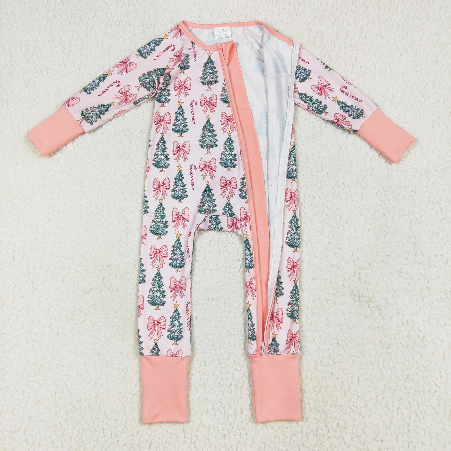 tree&bow baby Christmas zip sleeper pajama