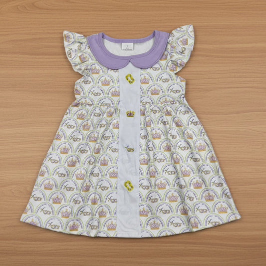 king mask embroidery mardi gras girl dress