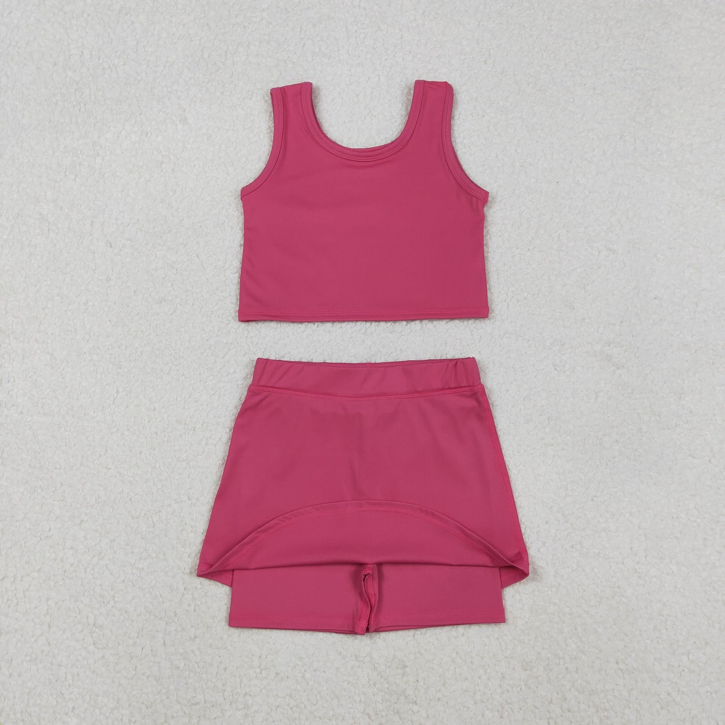 solid hot pink athletic skort tank outfit girls clothes