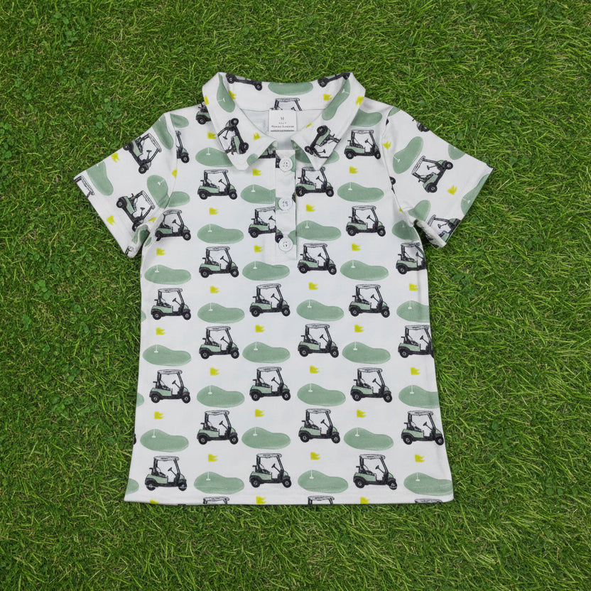golf print polo t-shirt summer boys top
