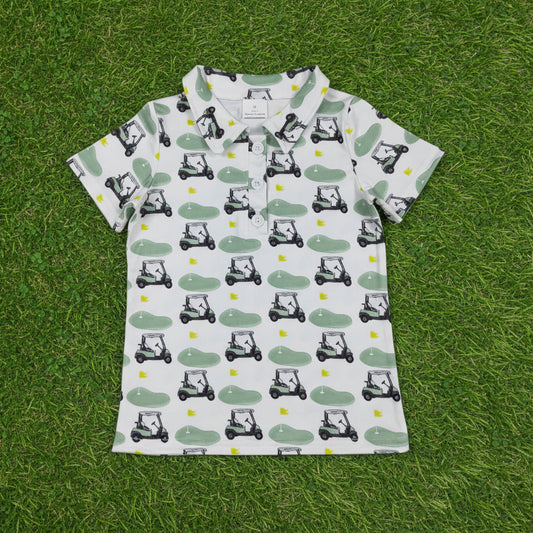 golf print polo t-shirt summer boys top