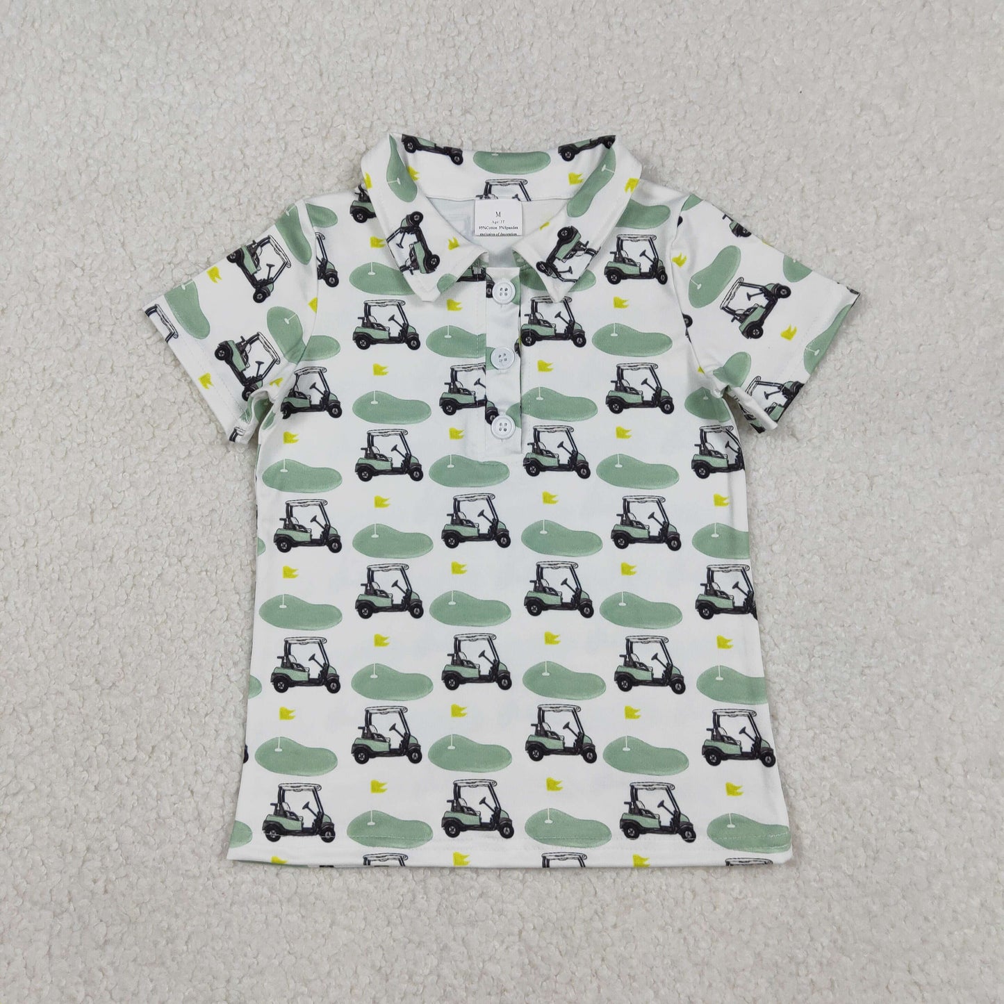golf print polo t-shirt summer boys top