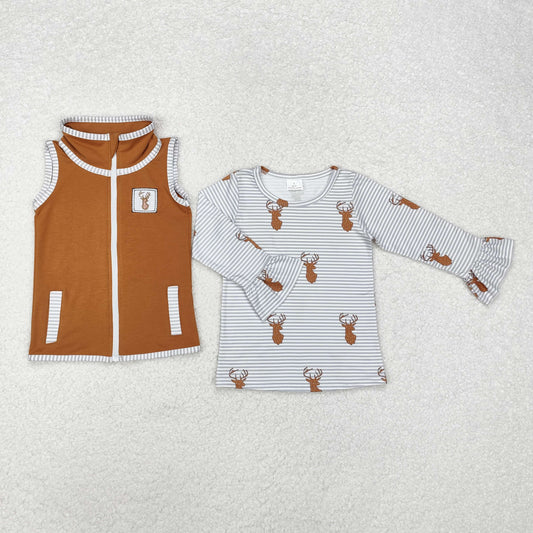 baby girl deer clothing two piece vest with shirt