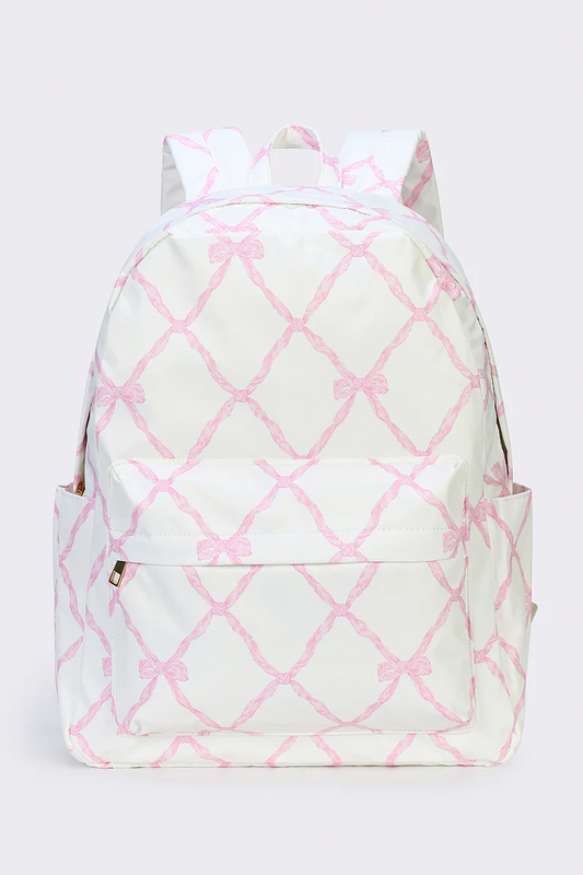 pink bow print children backpack