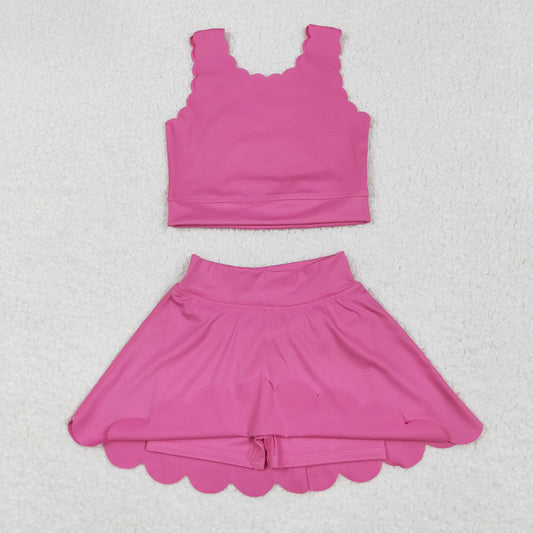 solid pink athletic dress yoga set
