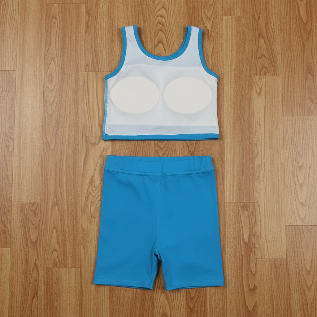 solid blue athletic skort tank outfit girls clothes
