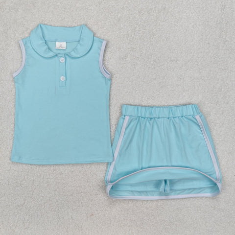 cotton sky blue skort set girls clothing