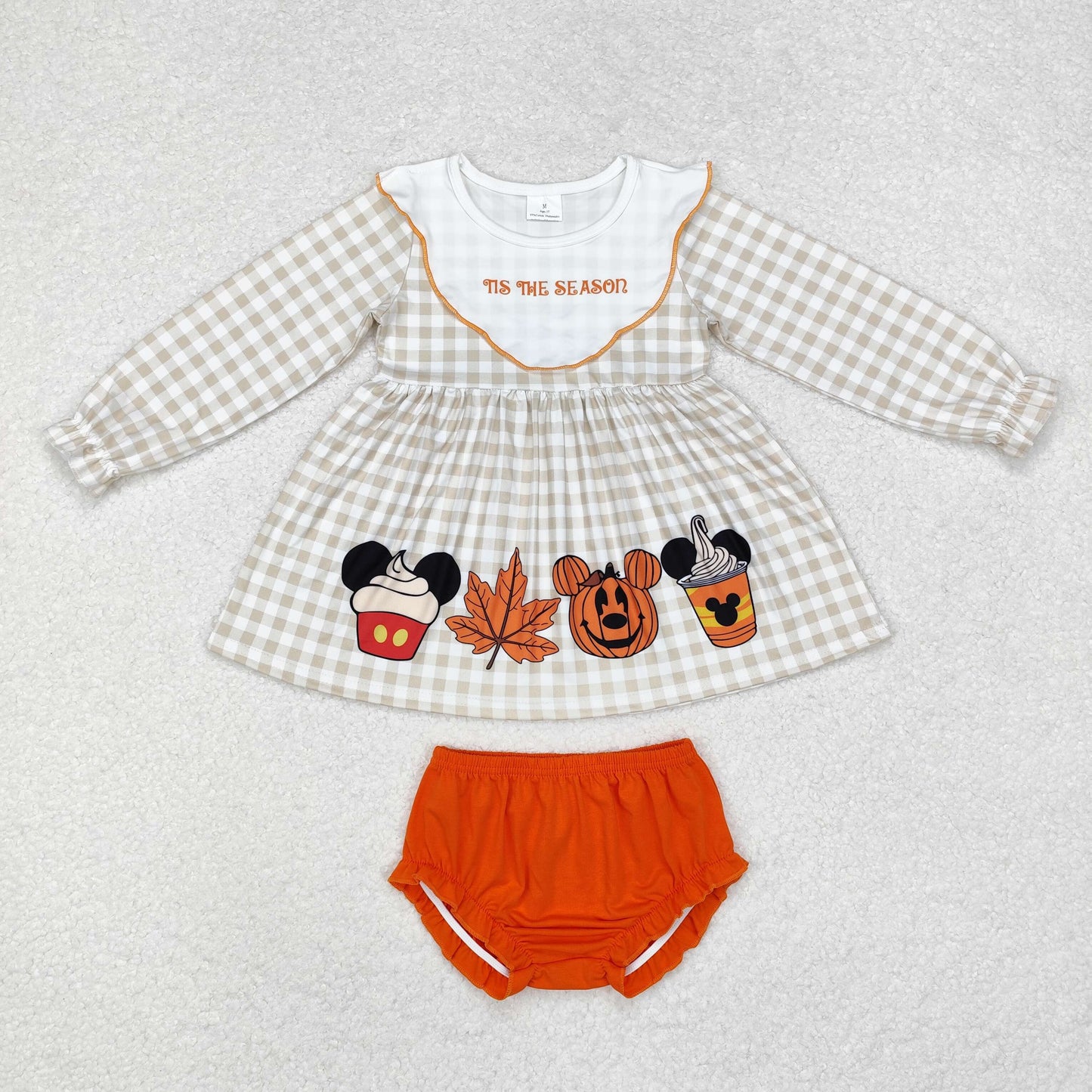 tis the season Halloween baby girl bummie set