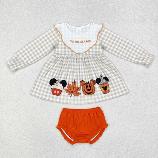 tis the season Halloween baby girl bummie set