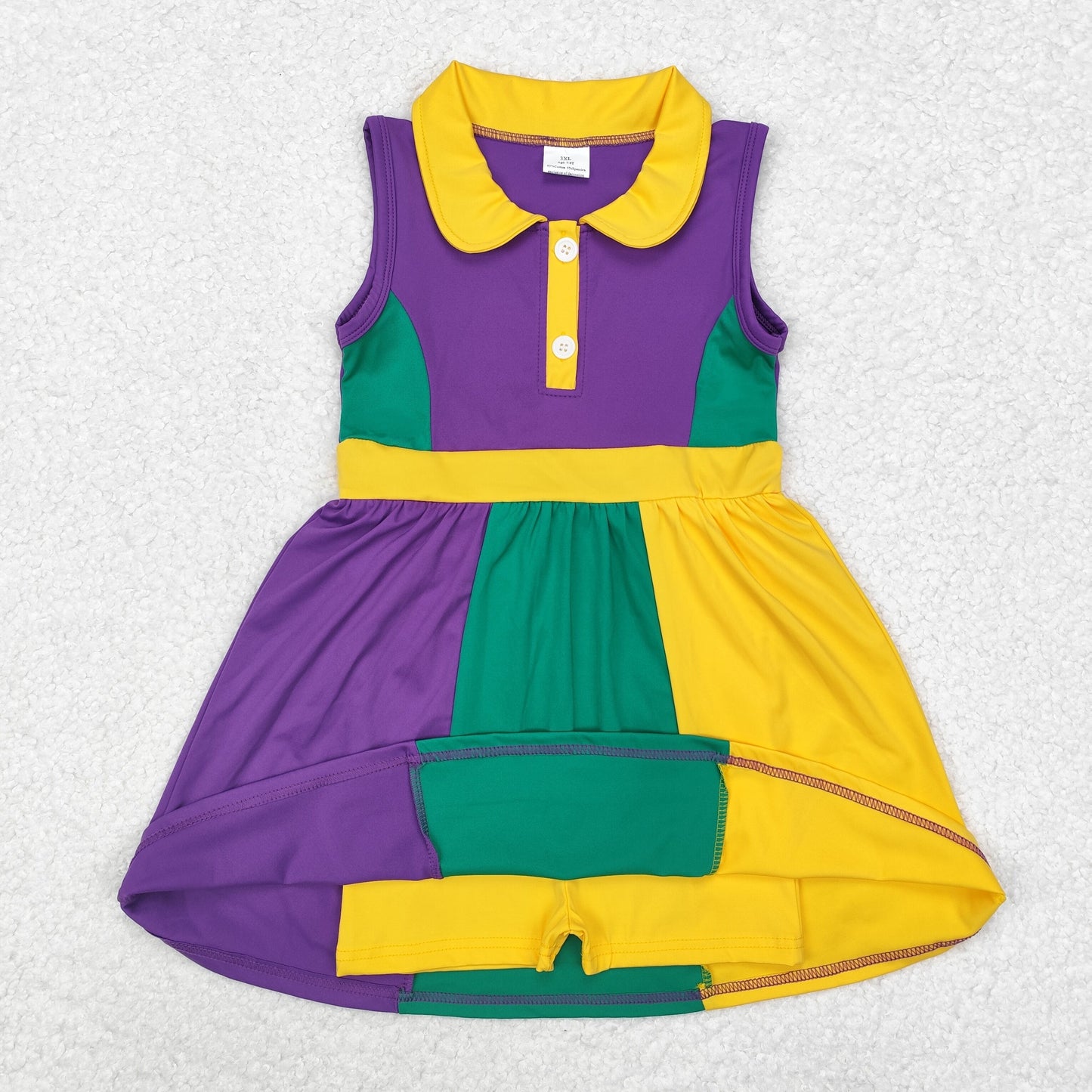 Mardi gras green purple yellow athletic dress