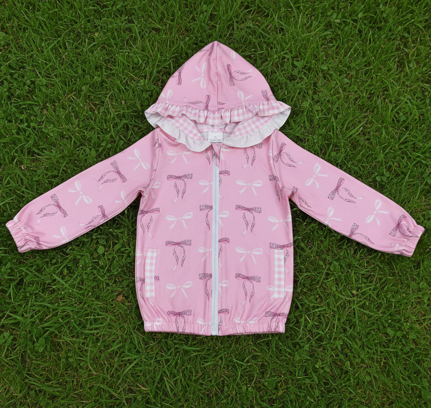 coquette on pink baby girl zip hoodie jacket
