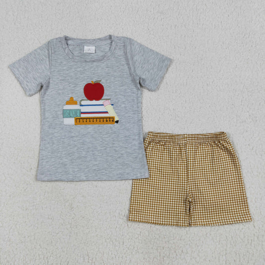 apple books embroidery back to school boy set