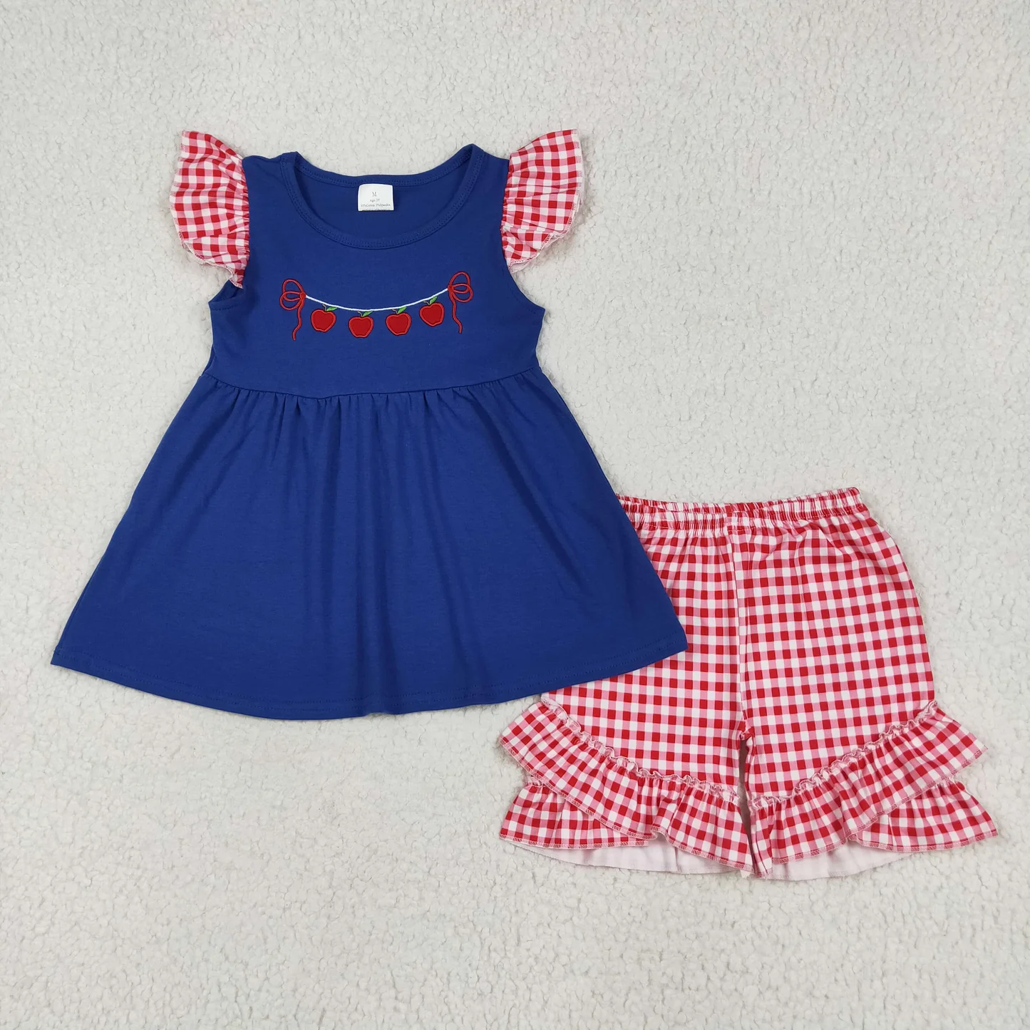 Apple Embroidery Kids Back To School Sibling Clothes