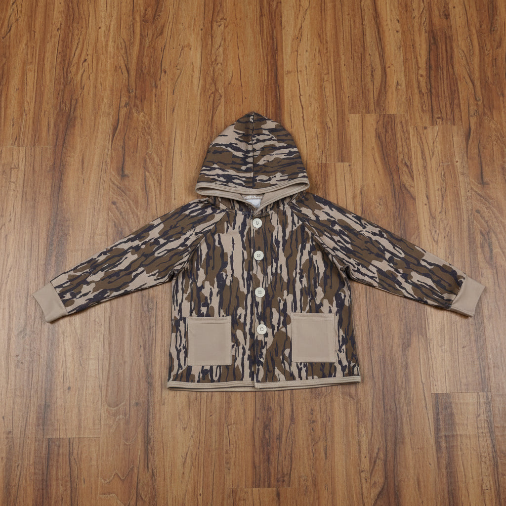 camouflage button down coat