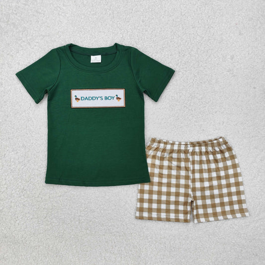 daddy's boy duck embroidery shorts set