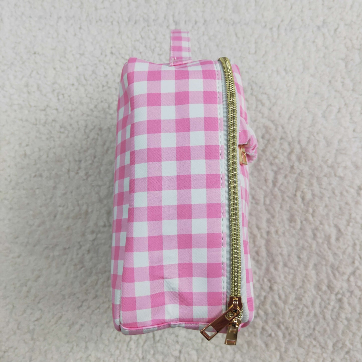 pink plaid kids lunch box