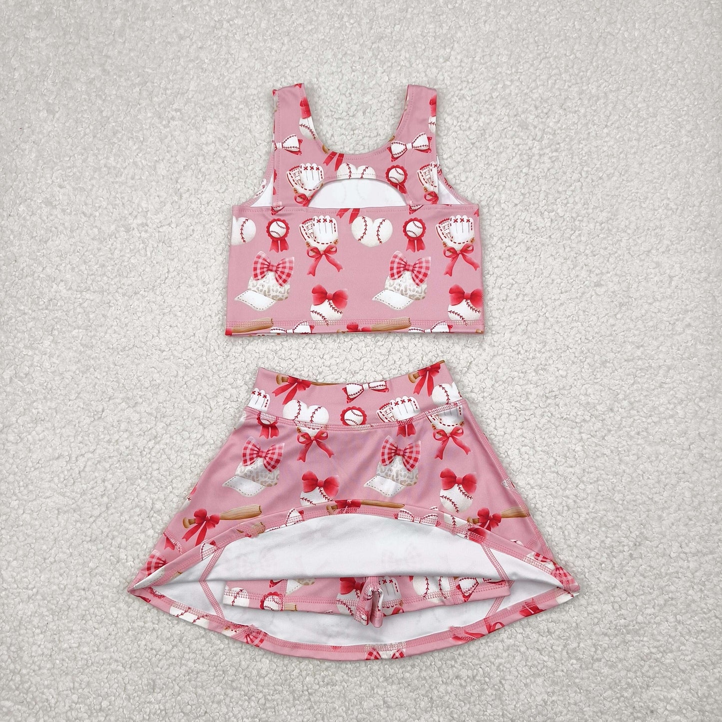 baseball two pieces athletic skort dress set