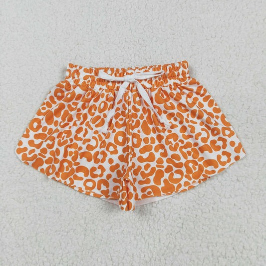 orange leopard butterfly shorts