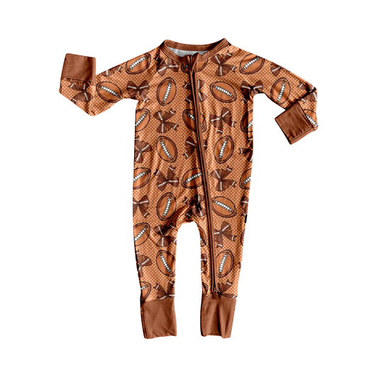 TAT 6-8 weeks MOQ 8 football and coquette baby boy zip sleeper