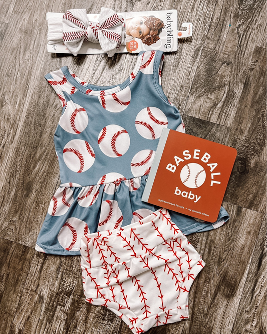 infant baseball bummie set outfit for summer