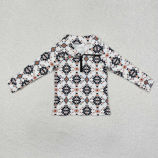 kids aztec half zip pullover