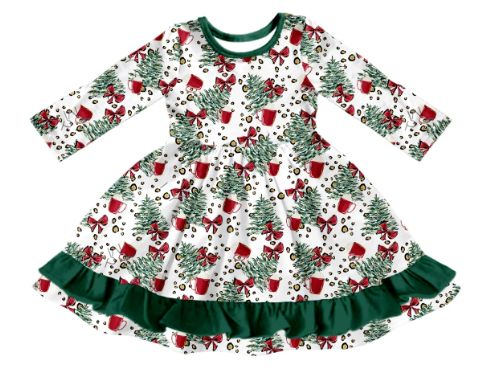 NO MOQ CLOSE 2025 2nd Sept Christmas tree ruffle twirl dress