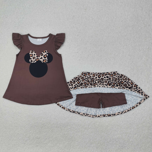 brown leopard minn*e skort 2pc set