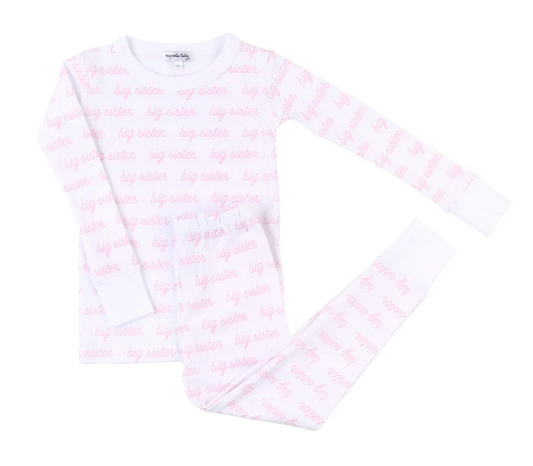 pre order pink big sister letters pajama white