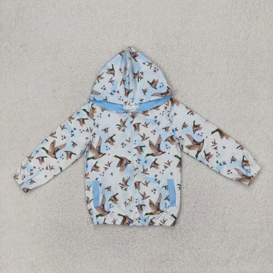 mallared print zipper hoodie coat